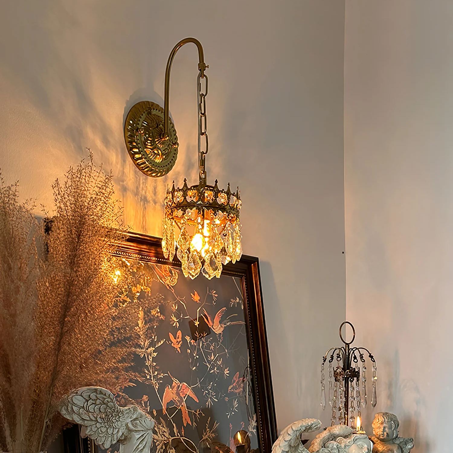Alessio Classical Crystal Crown Wall Lamp Bathroom Kitchen