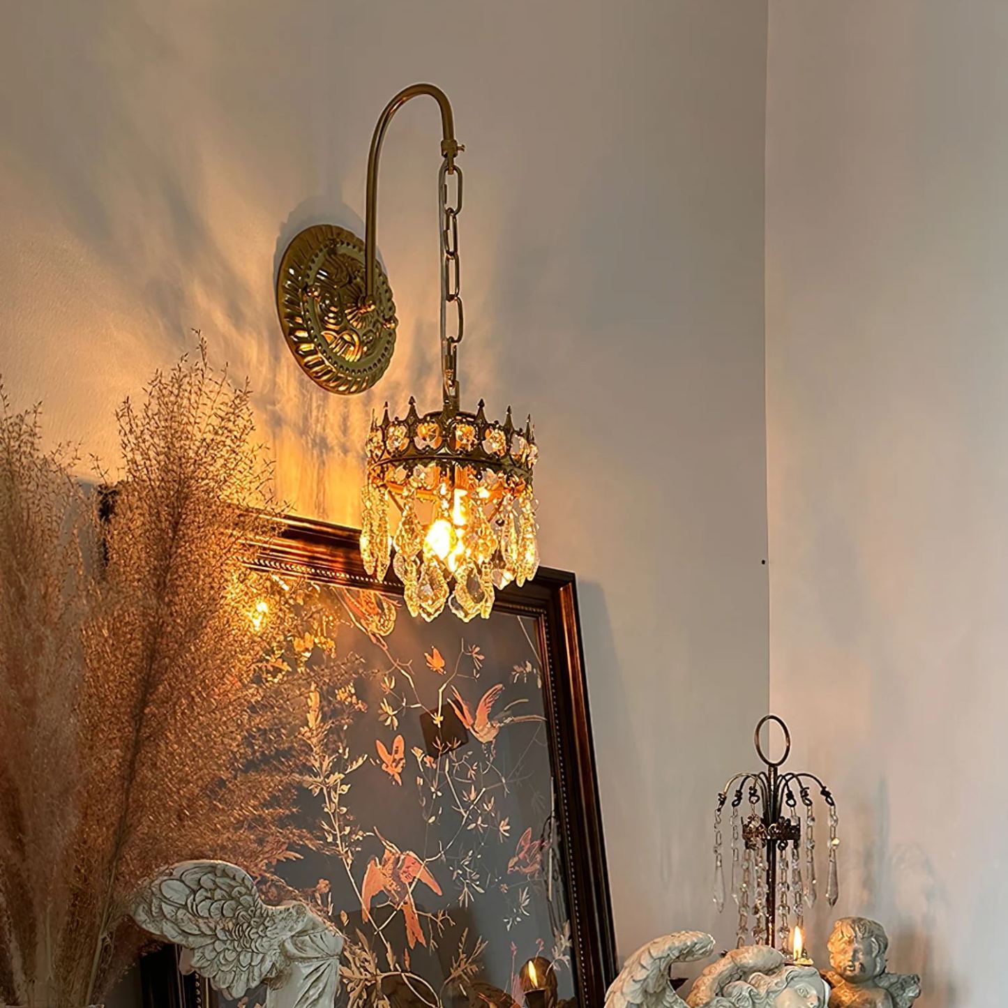Alessio Classical Crystal Crown Wall Lamp Bathroom Kitchen
