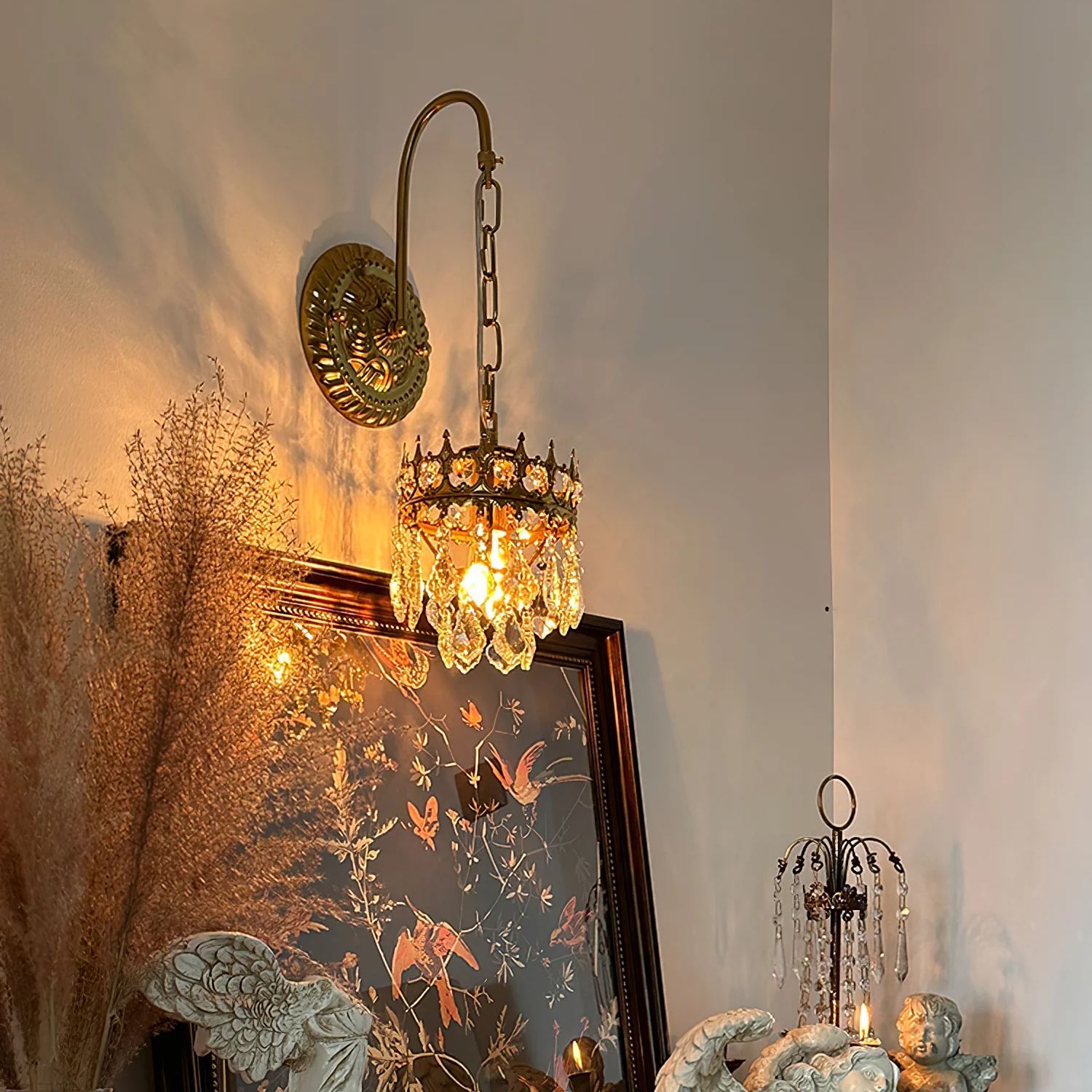 Alessio Classical Crystal Crown Wall Lamp Bathroom Kitchen