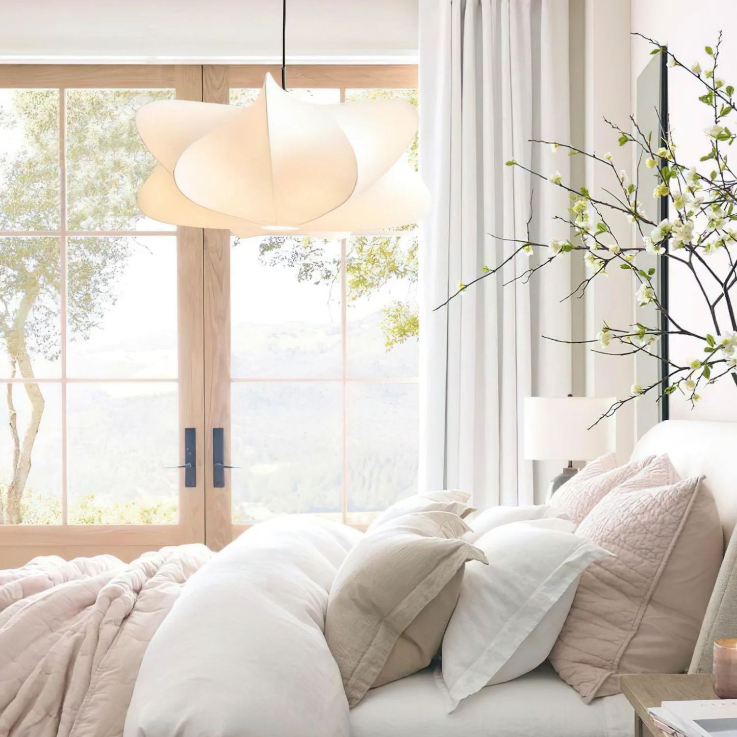 Ozawa Modern Unusual Silk Pendant Light Bedroom Dining Room