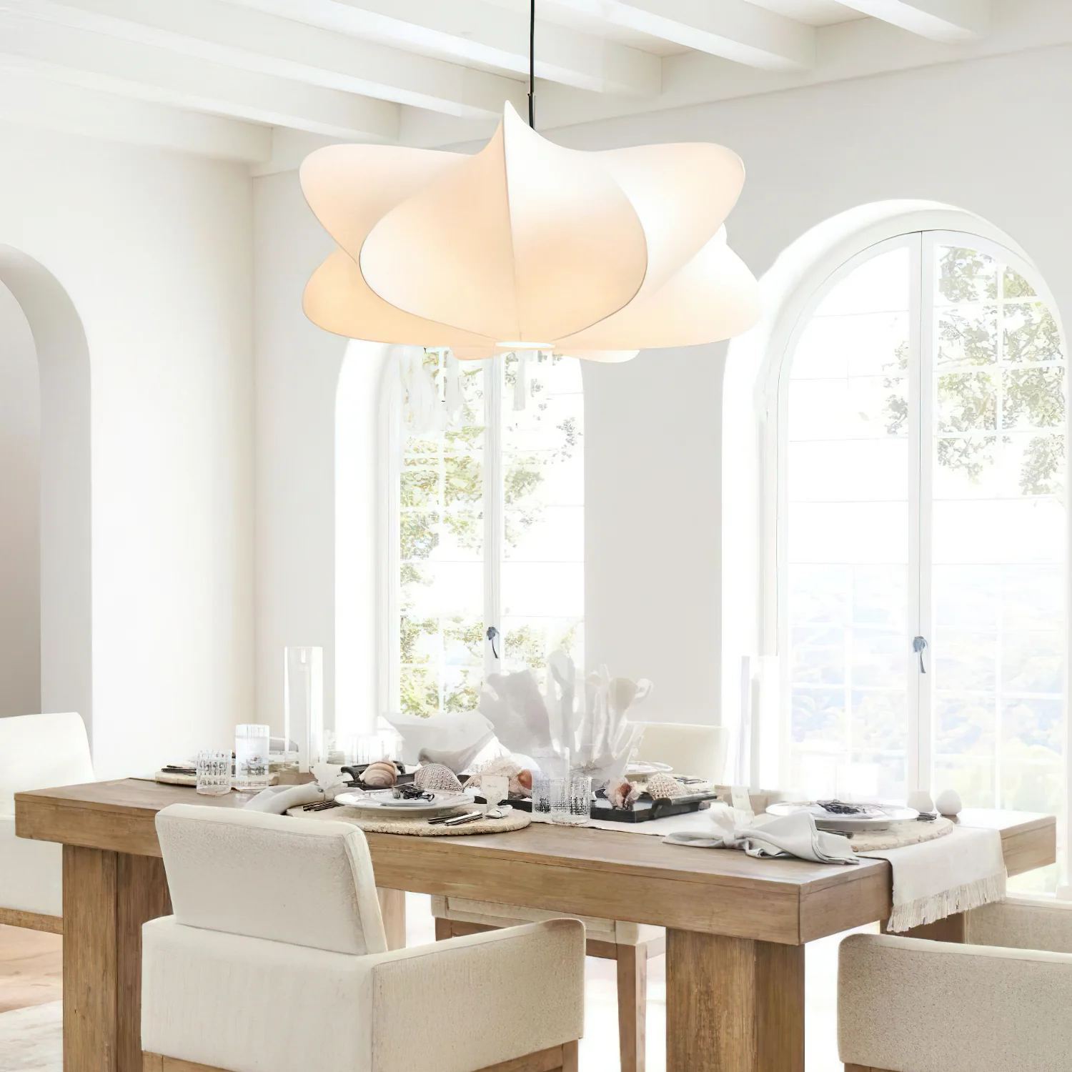 Ozawa Modern Unusual Silk Pendant Light Bedroom Dining Room