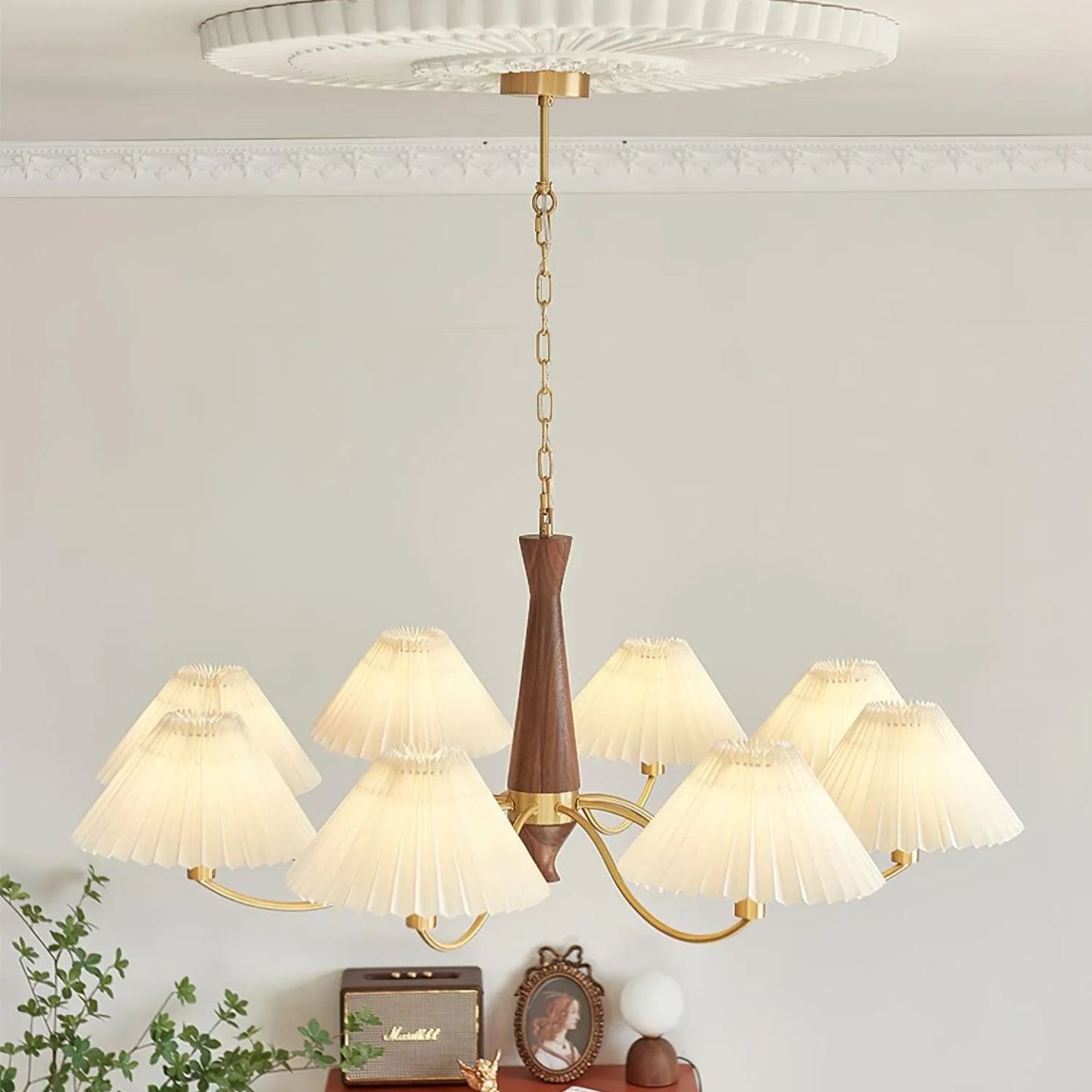 Valentina Vintage Pleated Fabric Chandelier Shades  Living Dining Room