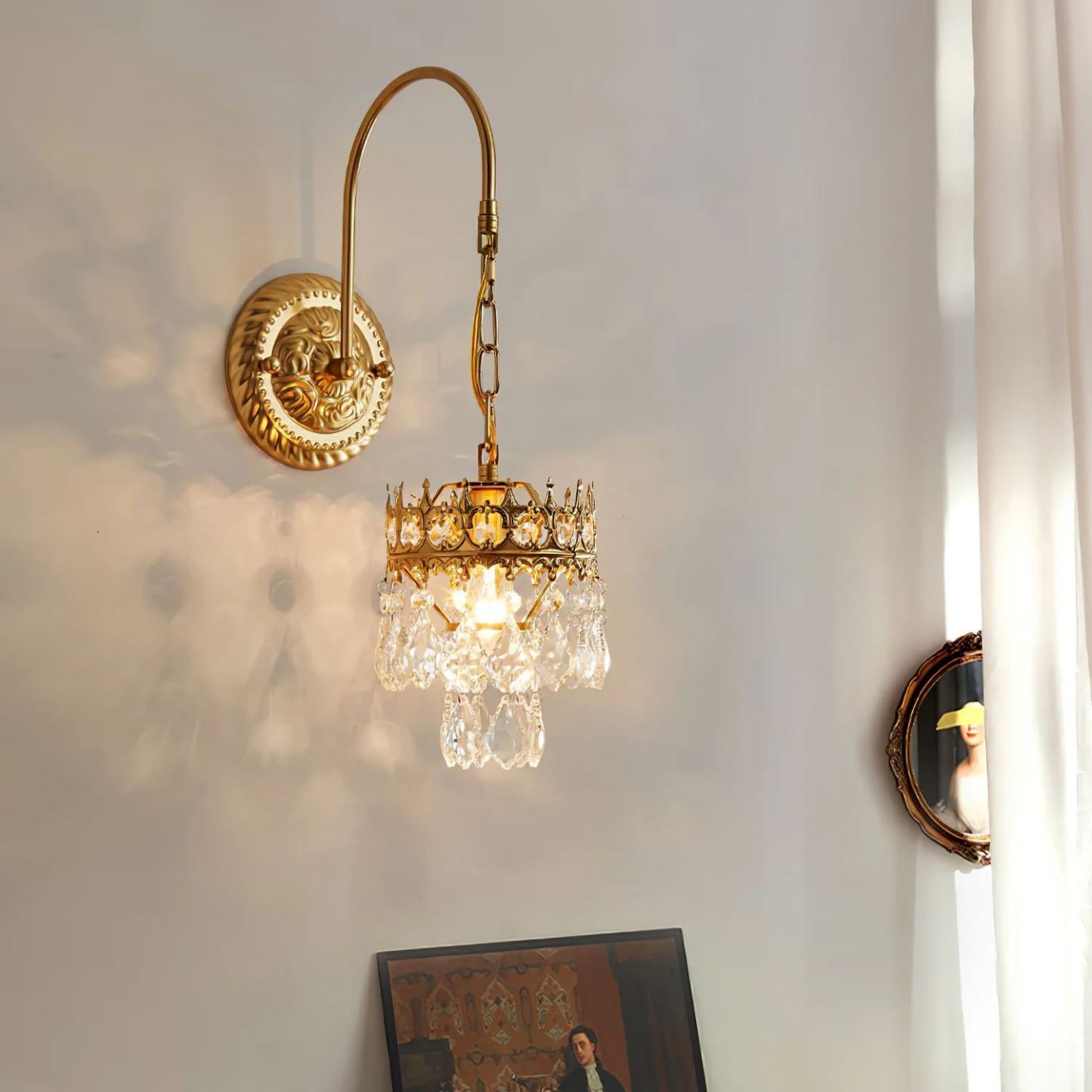 Alessio Classical Crystal Crown Wall Lamp Bathroom Kitchen
