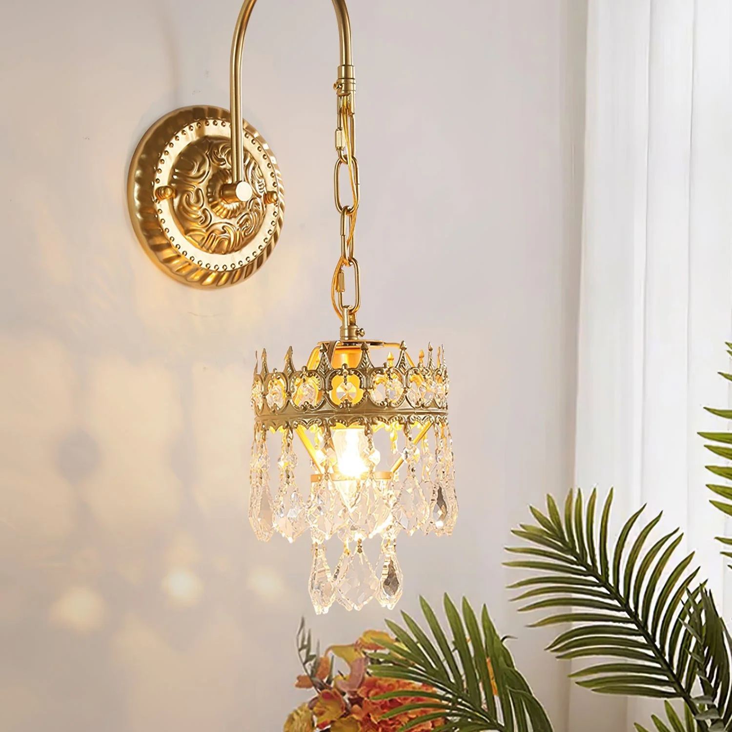 Alessio Classical Crystal Crown Wall Lamp Bathroom Kitchen