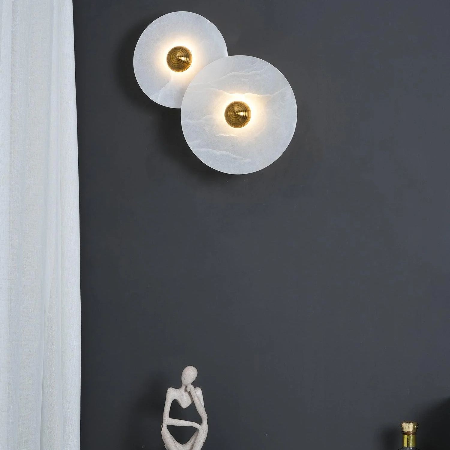 Jade Modern Metal Alabaster Wall Lamp Dining Room Bedroom