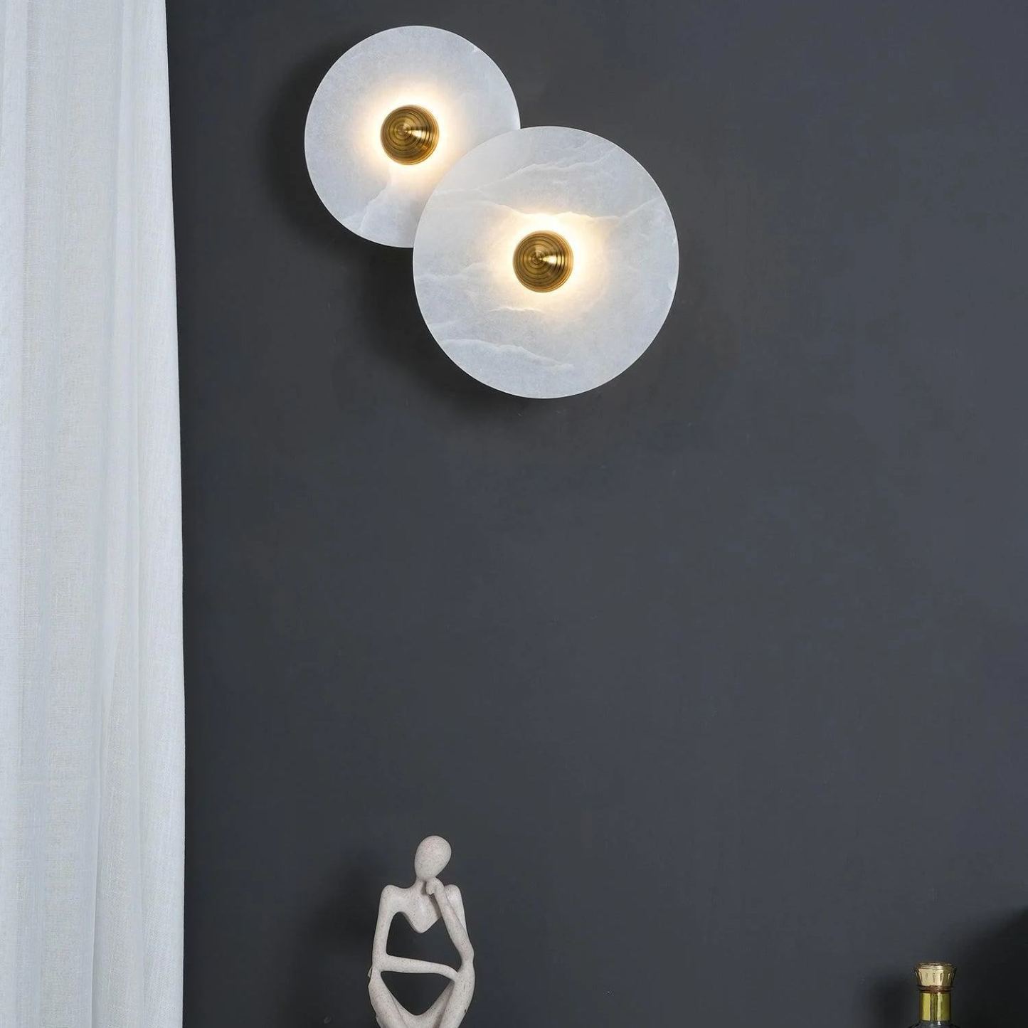 Jade Modern Metal Alabaster Wall Lamp Dining Room Bedroom