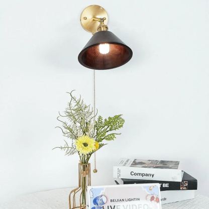 Alessio Vintage Round Wood Wall Light Bedroom Hallway Living Room