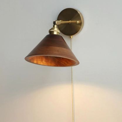 Alessio Vintage Round Wood Wall Light Bedroom Hallway Living Room