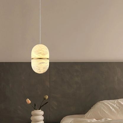 Byers Ellipsoidal Urban Metal Alabaster Pendant Light Hallway Living Room