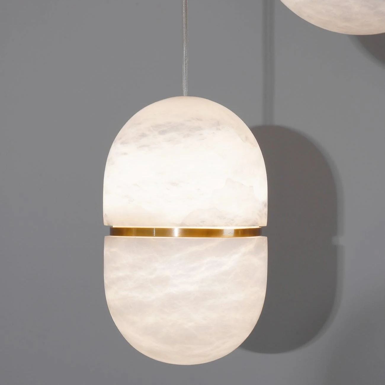 Byers Ellipsoidal Urban Metal Alabaster Pendant Light Hallway Living Room