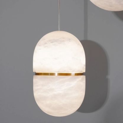Byers Ellipsoidal Urban Metal Alabaster Pendant Light Hallway Living Room