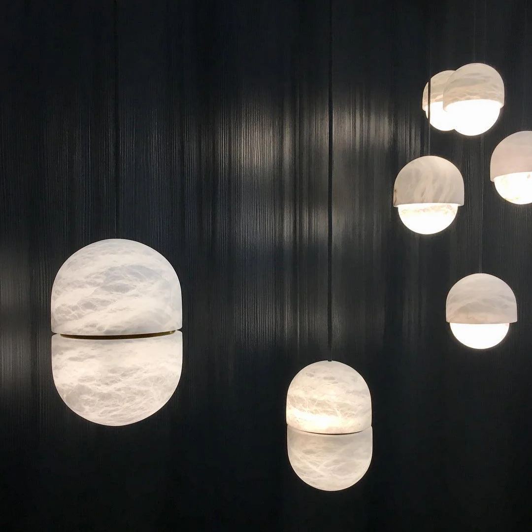 Byers Ellipsoidal Urban Metal Alabaster Pendant Light Hallway Living Room