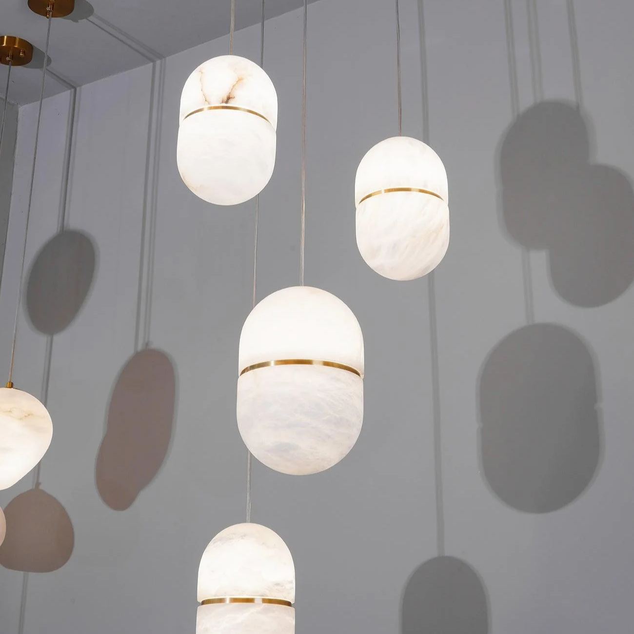 Byers Ellipsoidal Urban Metal Alabaster Pendant Light Hallway Living Room