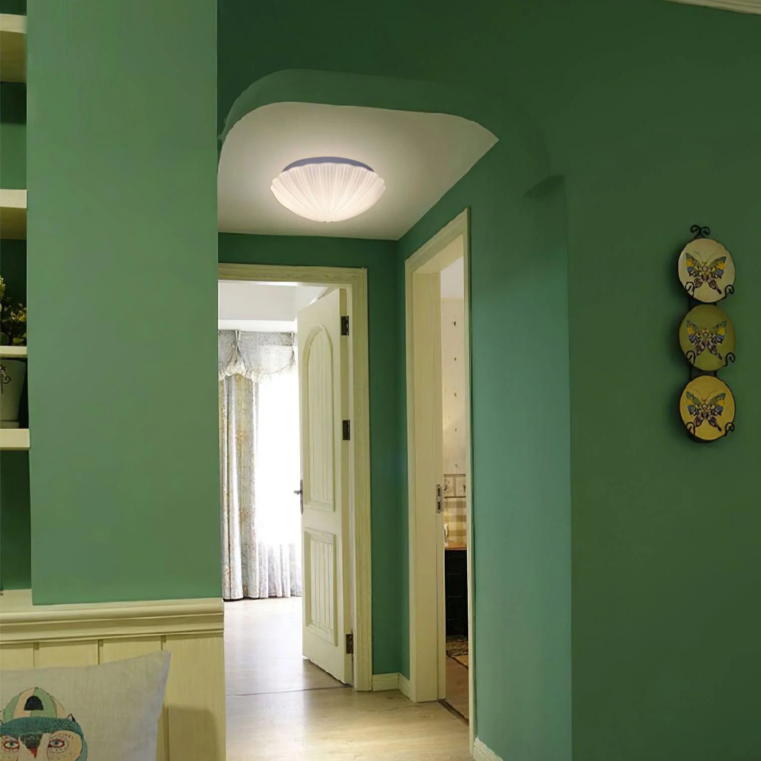 Quinn Modern Urban Seashell Glass Ceiling Light Bedroom Hallway