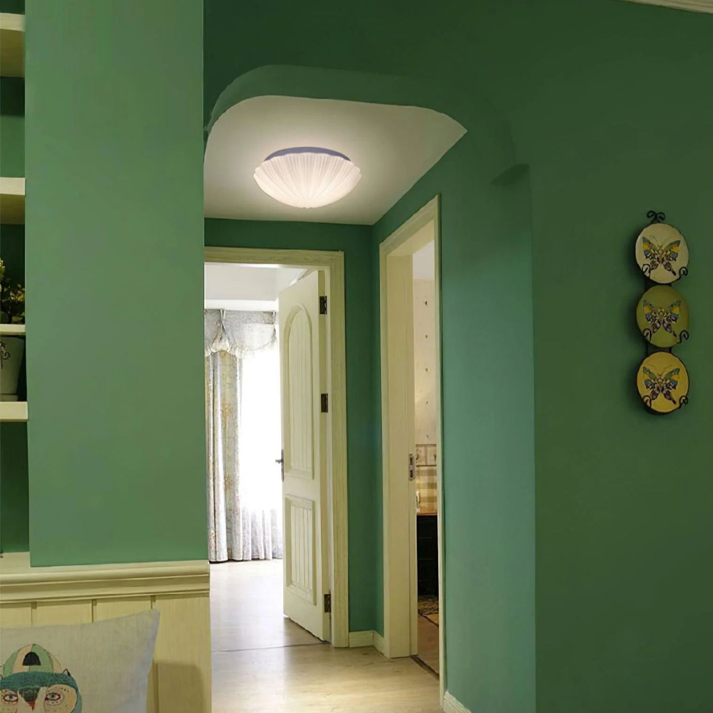 Quinn Modern Urban Seashell Glass Ceiling Light Bedroom Hallway