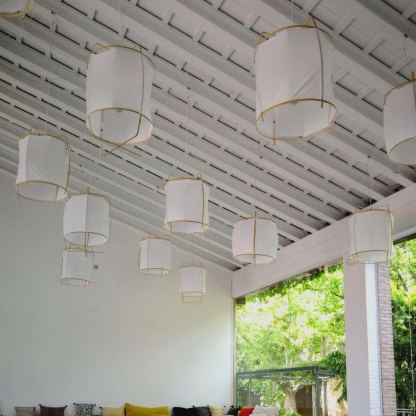 Ozawa Modern Cottage Fabric Pendant Light Shades Living Dining Room Bedroom