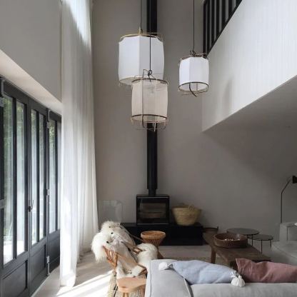 Ozawa Modern Cottage Fabric Pendant Light Shades Living Dining Room Bedroom
