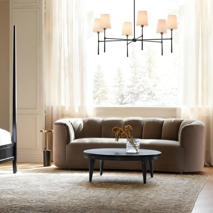 Alessio Vintage Classical Brass Fabric Pendant Light Shades Living Dining Room