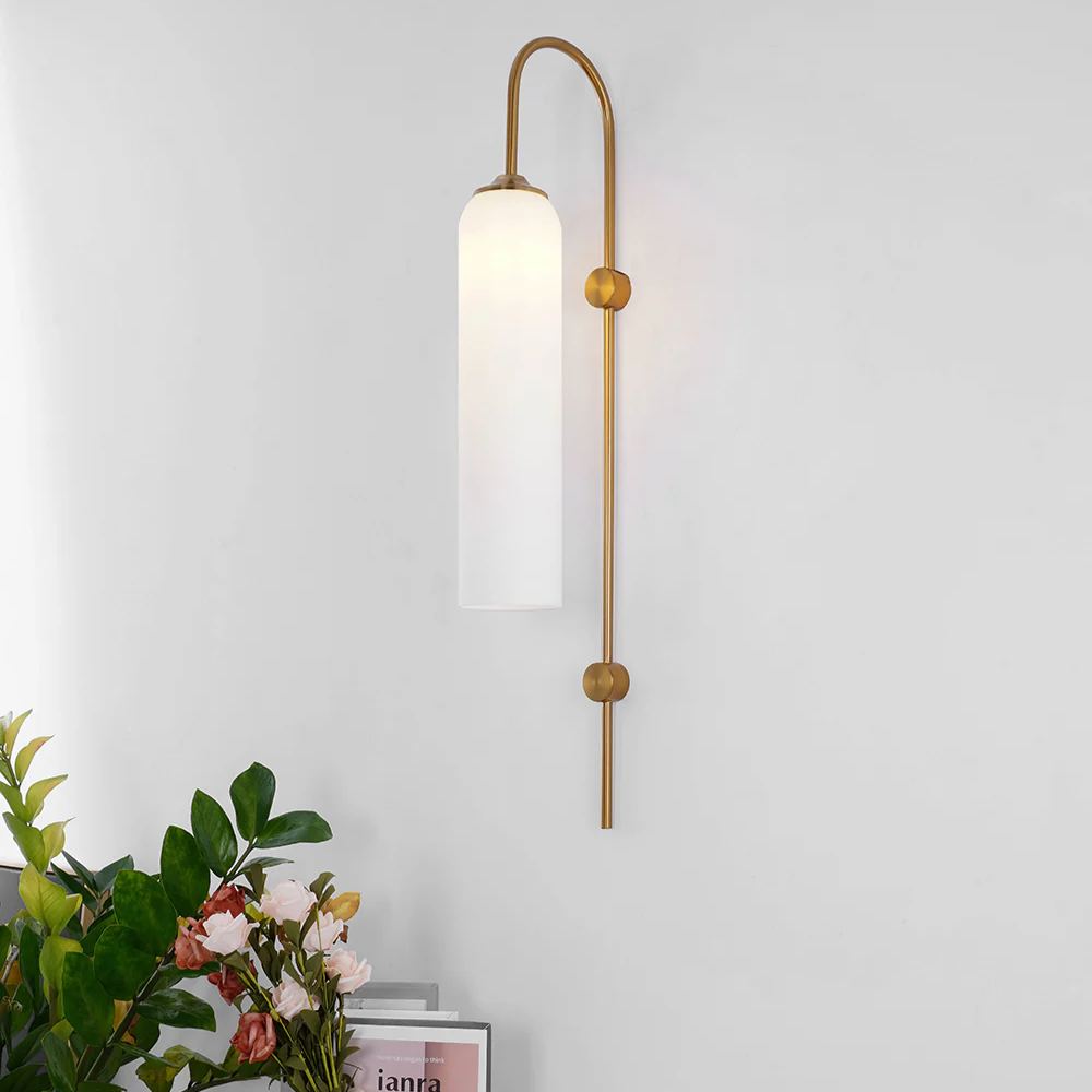 Hailie Minimalism Metal Gold Black Glass Wall Lamp Bedroom Living Room