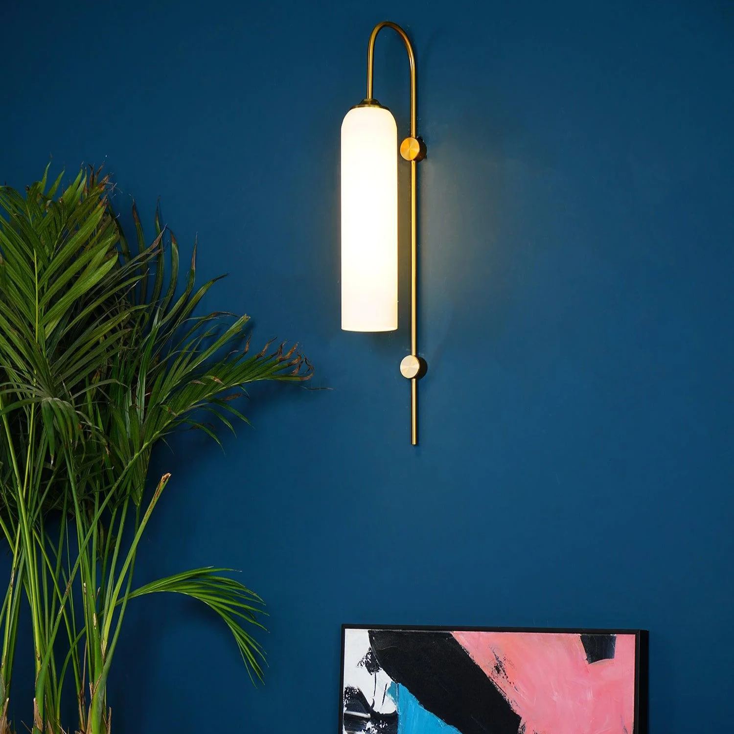 Hailie Minimalism Metal Gold Black Glass Wall Lamp Bedroom Living Room