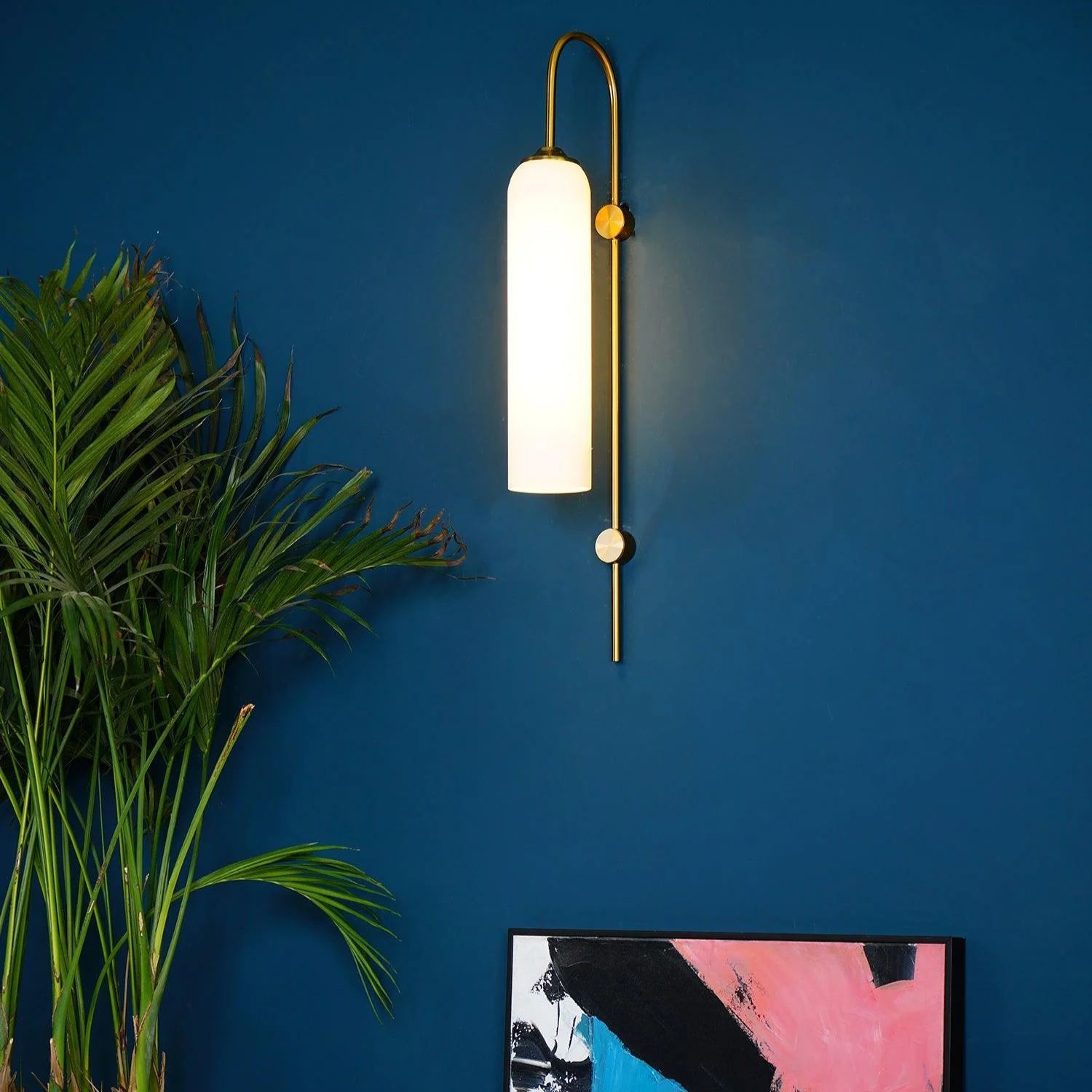 Hailie Minimalism Metal Gold Black Glass Wall Lamp Bedroom Living Room