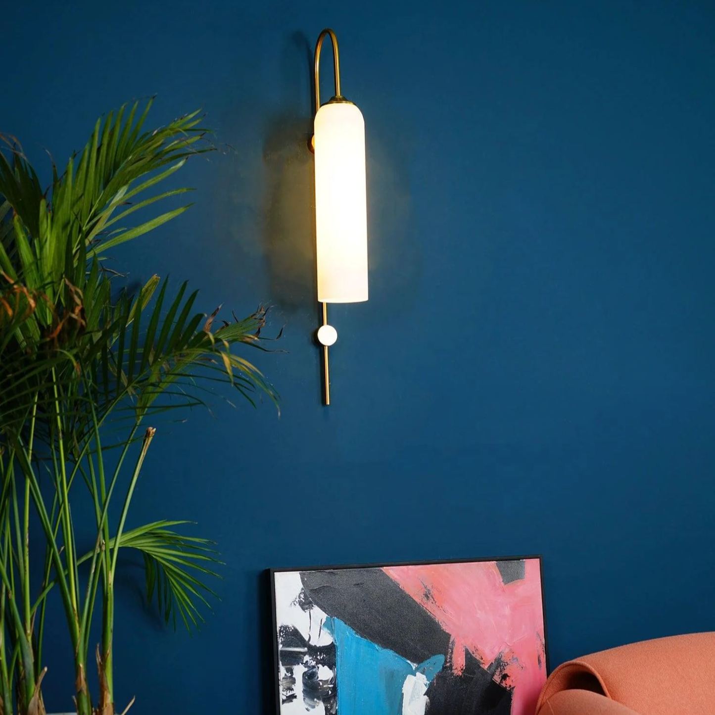 Hailie Minimalism Metal Gold Black Glass Wall Lamp Bedroom Living Room