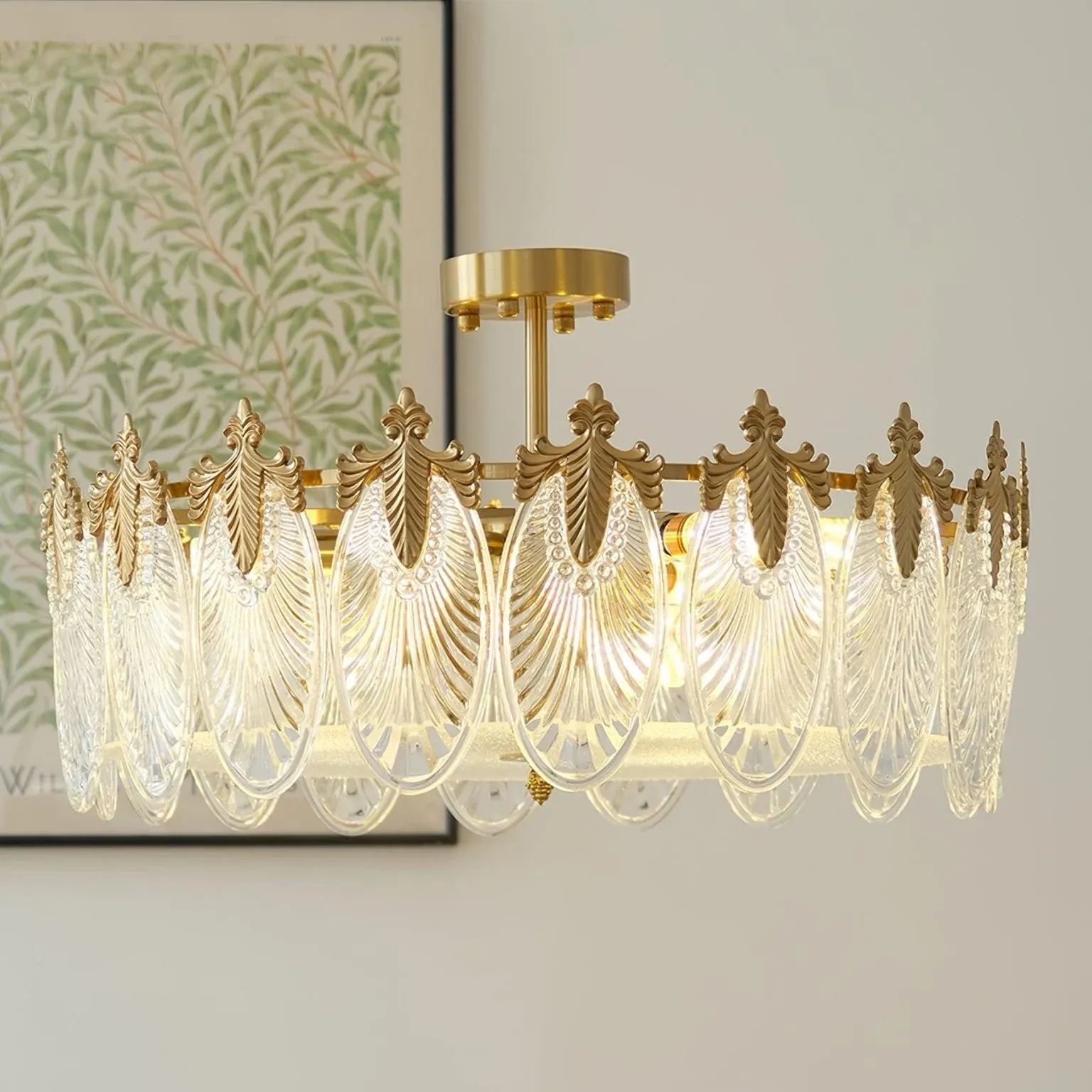 Alessio Vintage Luxury Glass Round Chandelier Living Dining Room