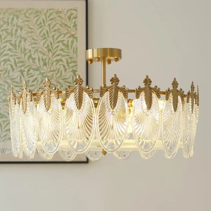 Alessio Vintage Luxury Glass Round Chandelier Living Dining Room