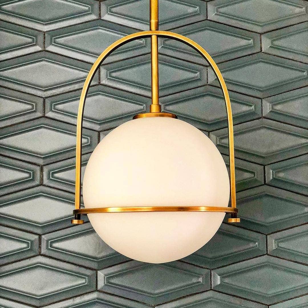 Alessio Vintage Ball Metal Brass Glass Pendant Light Living Room Dining Room