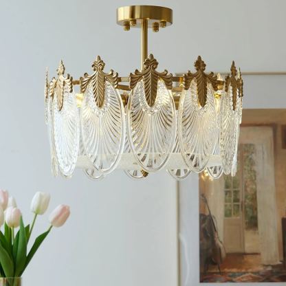 Alessio Vintage Luxury Glass Round Chandelier Living Dining Room