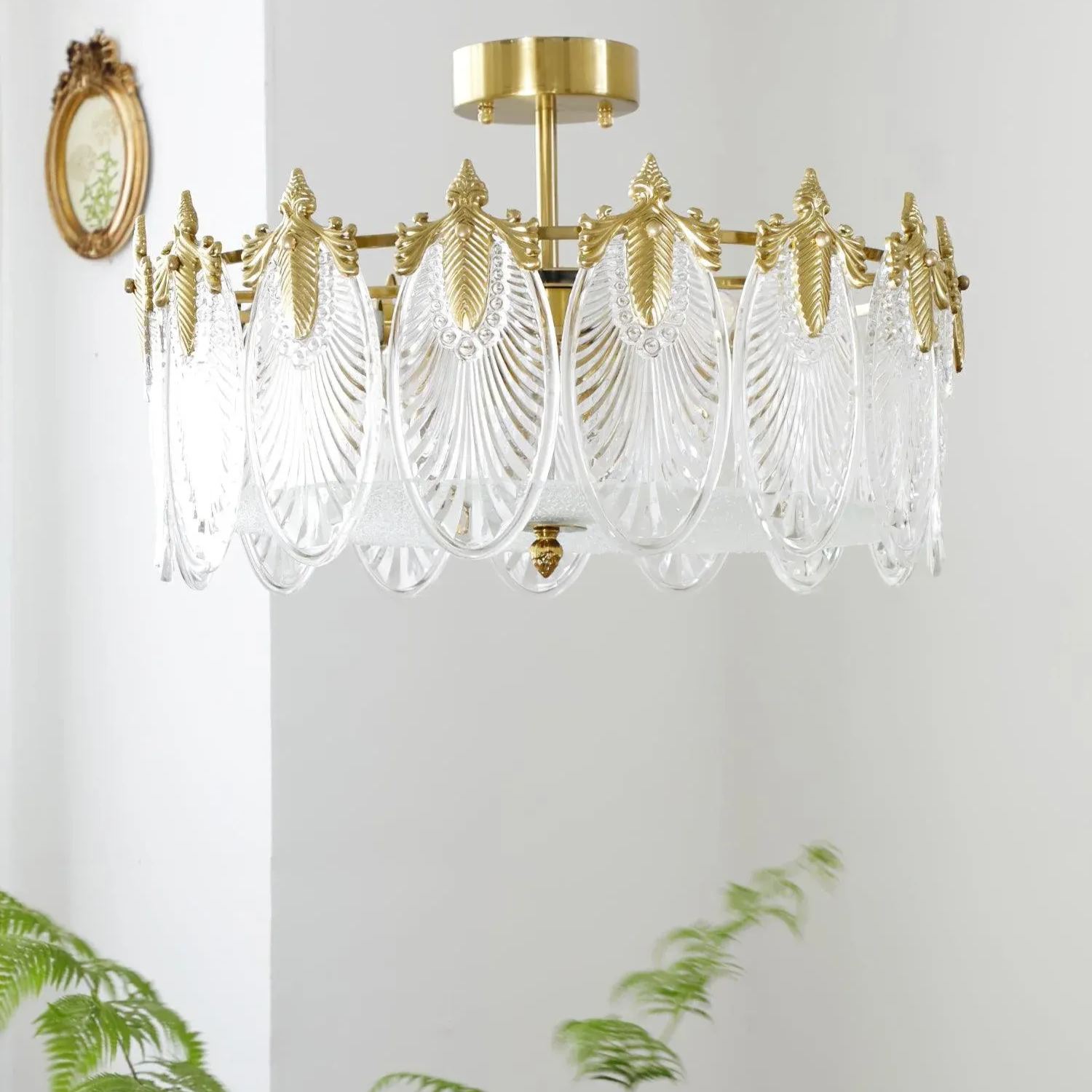 Alessio Vintage Luxury Glass Round Chandelier Living Dining Room