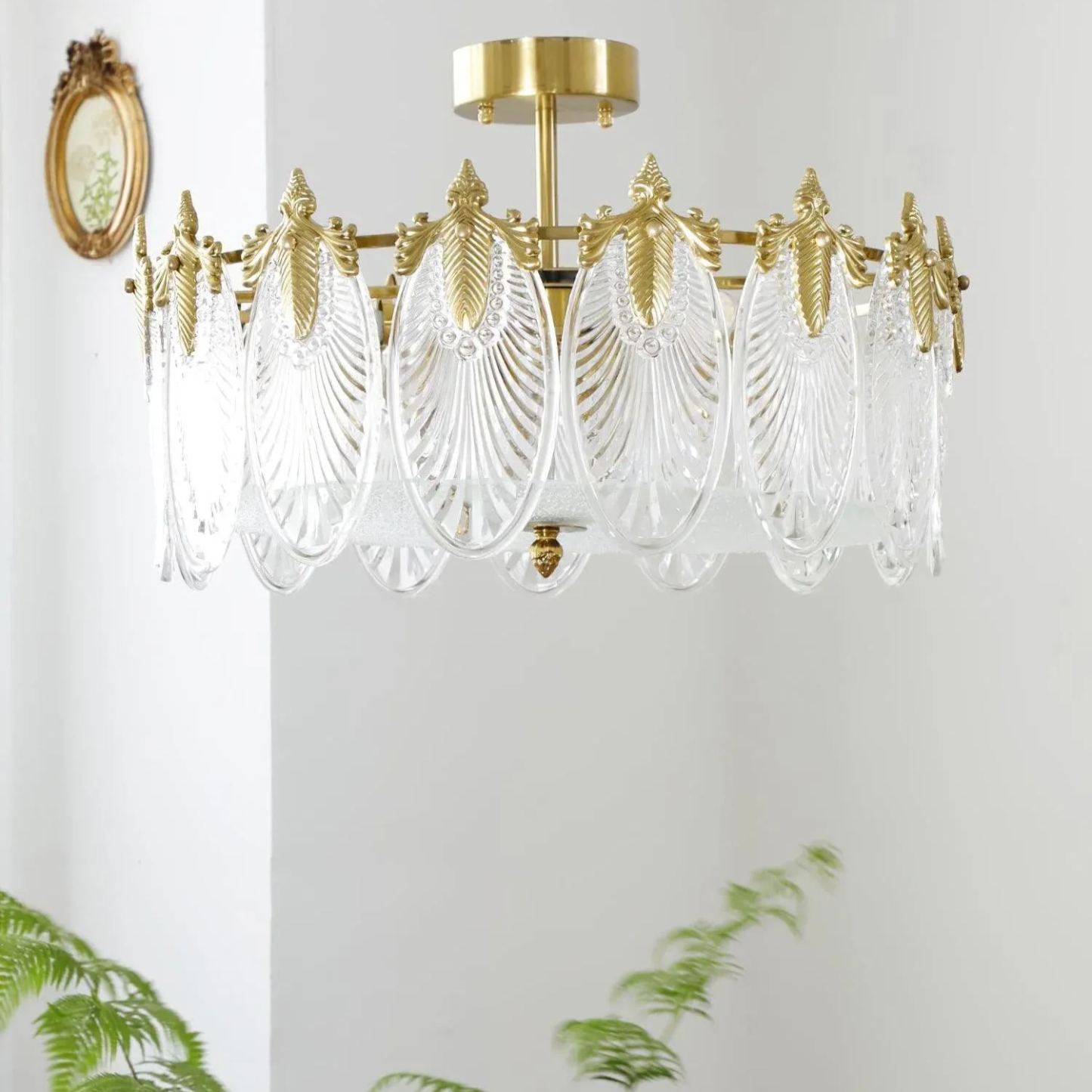 Alessio Vintage Luxury Glass Round Chandelier Living Dining Room