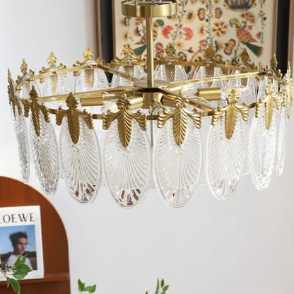 Alessio Vintage Luxury Glass Round Chandelier Living Dining Room