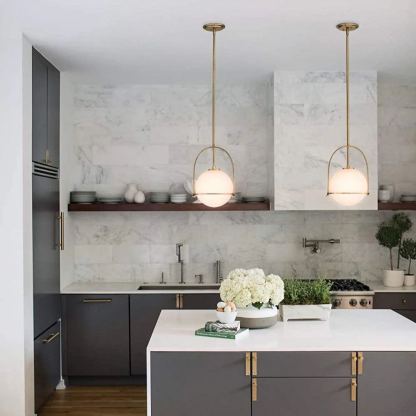 Alessio Vintage Ball Metal Brass Glass Pendant Light Living Room Dining Room