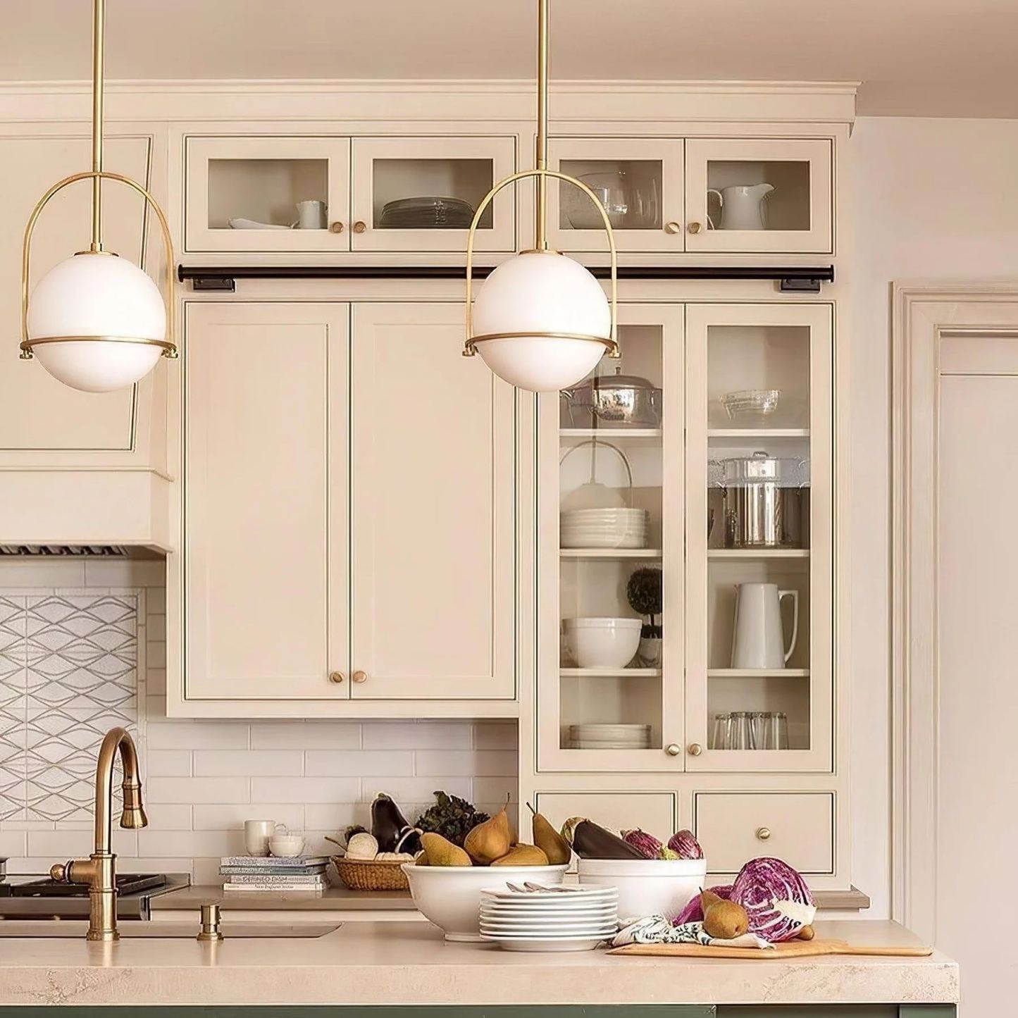 Alessio Vintage Ball Metal Brass Glass Pendant Light Living Room Dining Room