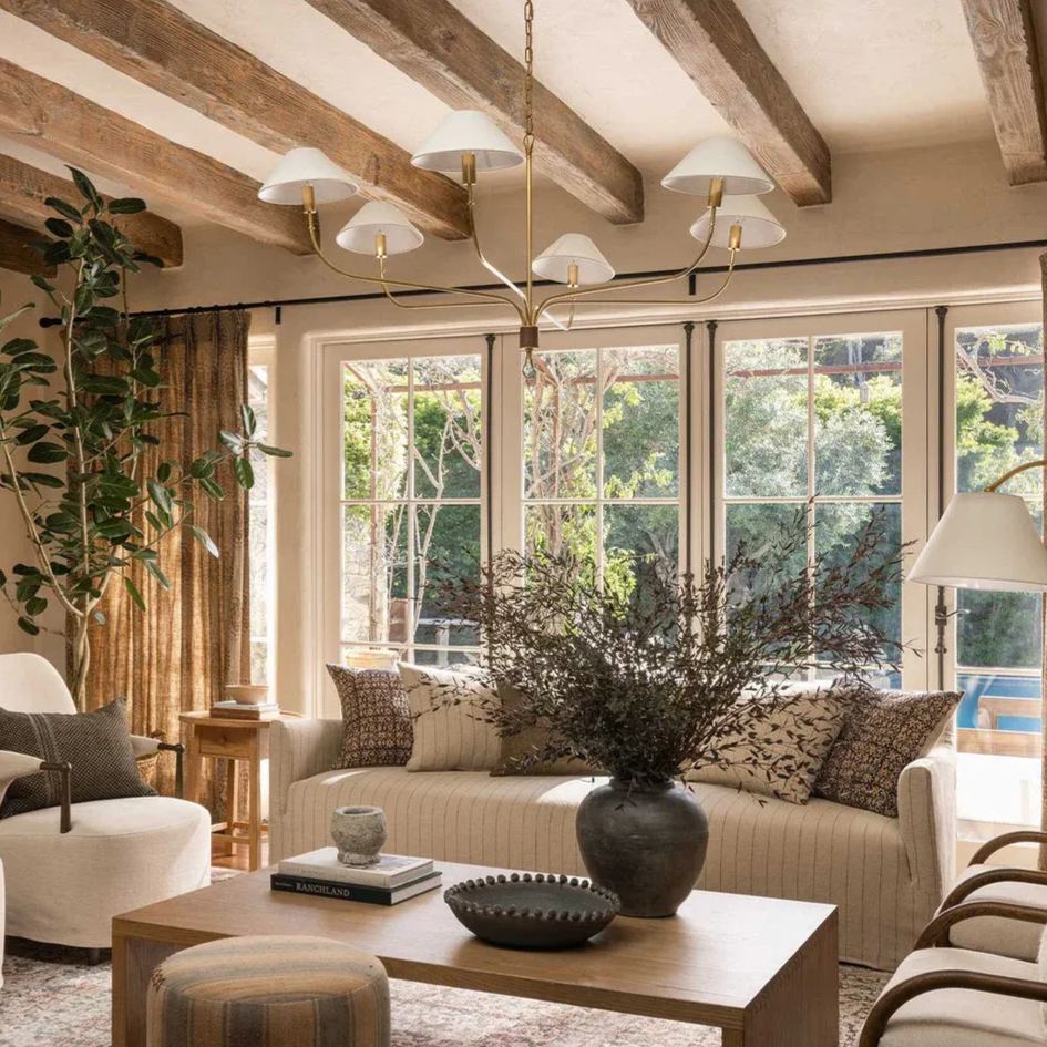 Alessio Vintage Luxury Brass Fabric Chandelier Shades Living Dining Room