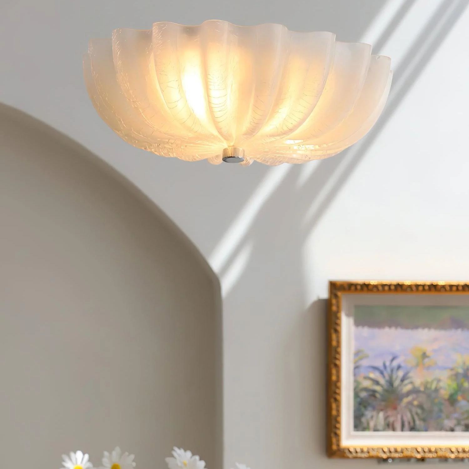 Quinn Modern Round Glass Ceiling Light Shades Bedroom Living Room