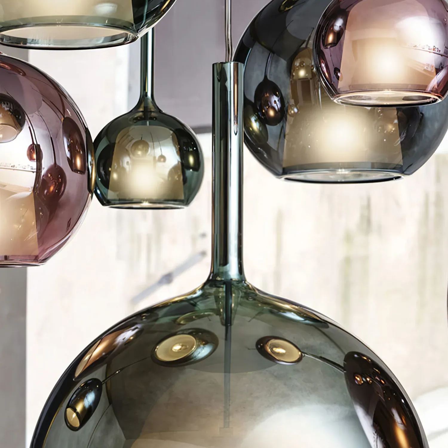 Hailie Modern Round Glass Pendant Light Bedroom Living Room