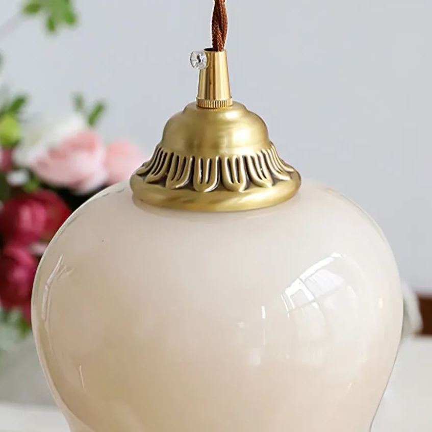 Jade Vintage Flower Alabaster Pendant Light Bedroom Living Dining Room