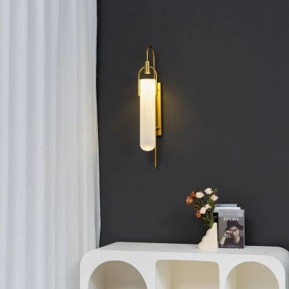 Alessio Minimalism Black Copper Plating Metal Glass Wall Lamp Bedroom Living Room