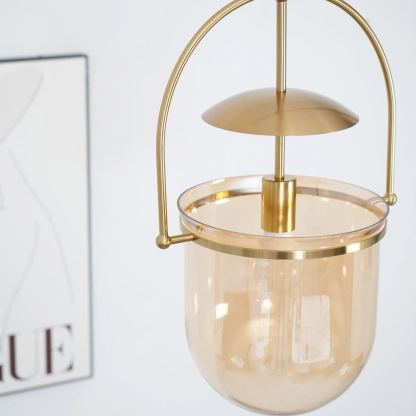 Alessio Unusual Glass Amber Clear Metal Pendant Light Bedroom Living Room