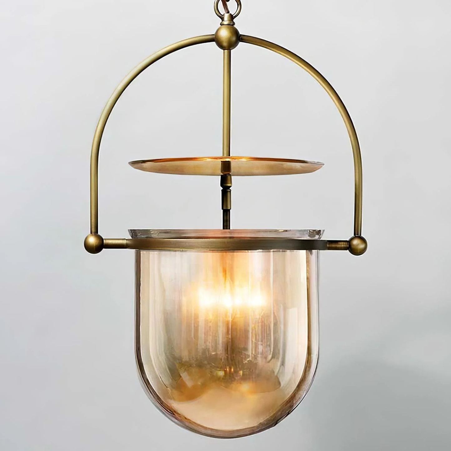 Alessio Unusual Glass Amber Clear Metal Pendant Light Bedroom Living Room