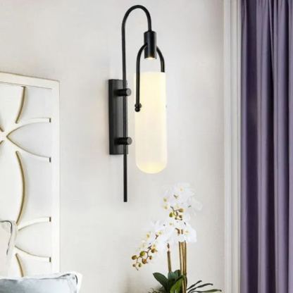 Alessio Minimalism Black Copper Plating Metal Glass Wall Lamp Bedroom Living Room