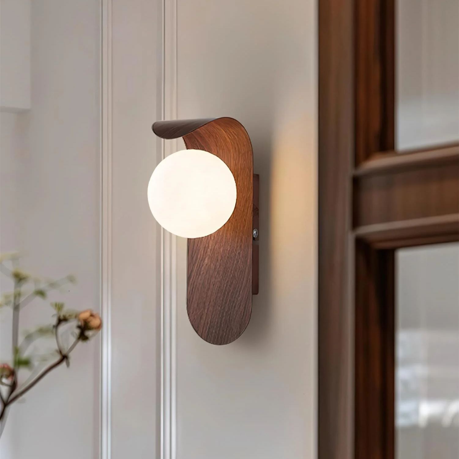 Muto Modern Walnut Wood Wall Lamp Bedroom Dining Room