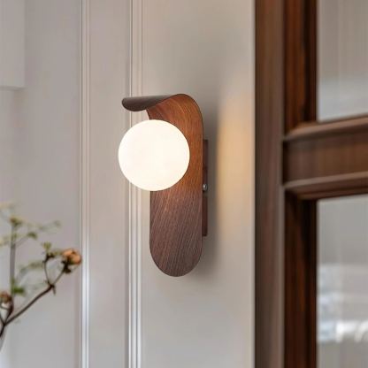 Muto Modern Walnut Wood Wall Lamp Bedroom Dining Room