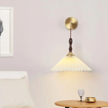 Carins Sophisticated Pleated Wooden Wall Lamp Living Room Bedroom