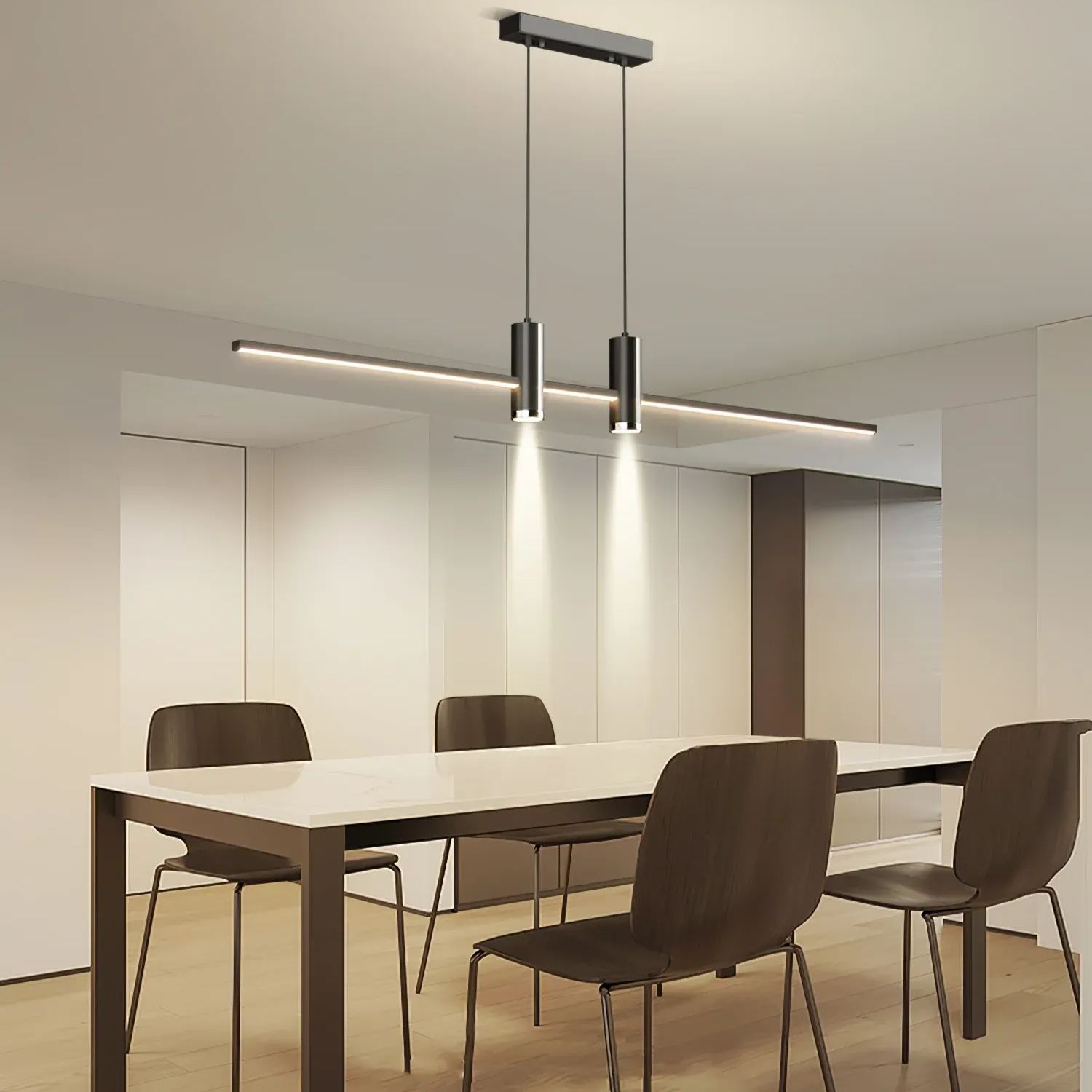 Edge Modern Unusual Long Metal Pendant Light Dining Living Room