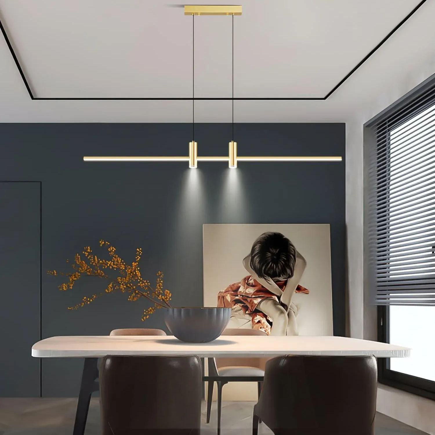 Edge Modern Unusual Long Metal Pendant Light Dining Living Room