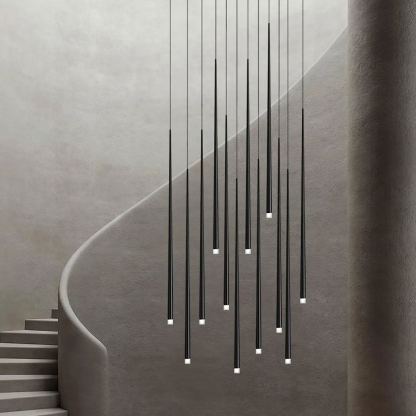 Edge Modern Slender Cone Metal Chandelier Hallway Living Room