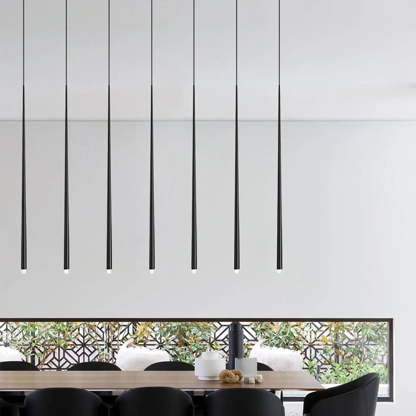 Edge Modern Slender Cone Metal Chandelier Hallway Living Room